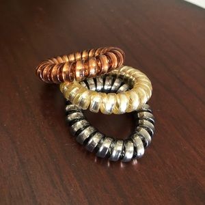 3 pack tele ties (gold, charcoal, and bronze)